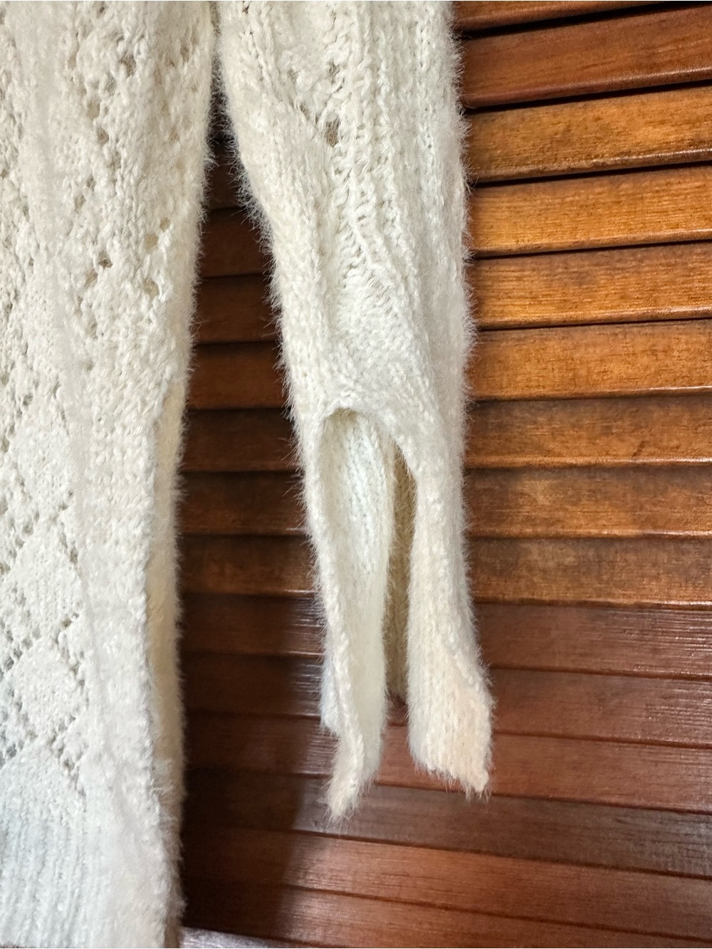 Pilcro for Anthropologie Cream Distress Stitch Longline Side Slit Sweater sz L - Picture 9 of 15